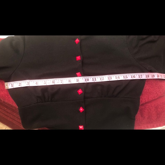 New Black Buttondown Sweater with Red Lace/buttons - Picture 7 of 8